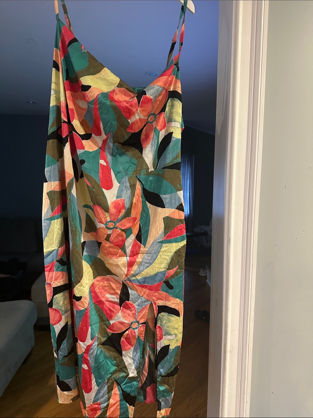 Forever 21 Multicolor Striped Floral Slip Dress